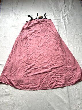Shy Velvet dress Linen pink black medium Maxi Spaghetti Strap loose sleeveless